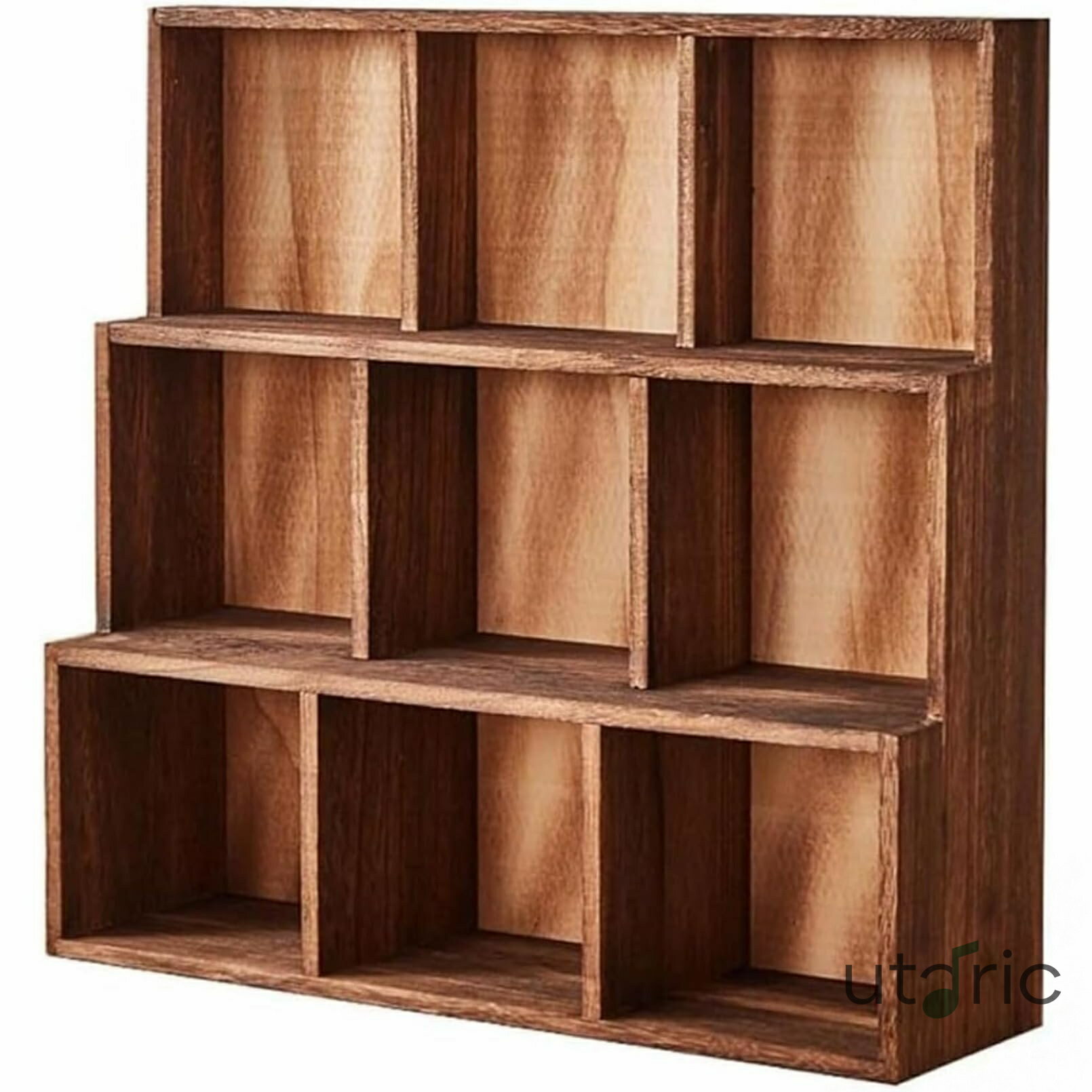 Rakuten - アンティーク調 木製 仕切り ボックス 9グリッド 壁掛け棚 格子壁の棚 ウォールシェルフ ウォールラック オープンラック おしゃれ 格子ラック ディスプレイ棚 ディスプレイラック デスク上置き棚 デスクオーガナイザー フィギュア 飾り棚 食器棚