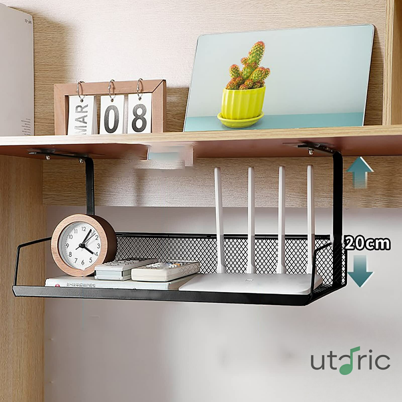 乐天商城 - ケーブルトレー デスク下ケーブル管理ラック コンセント棚 ワイヤーオーガナイザー ルーター収納 コンピューターケーブル管理ボックス(Black)