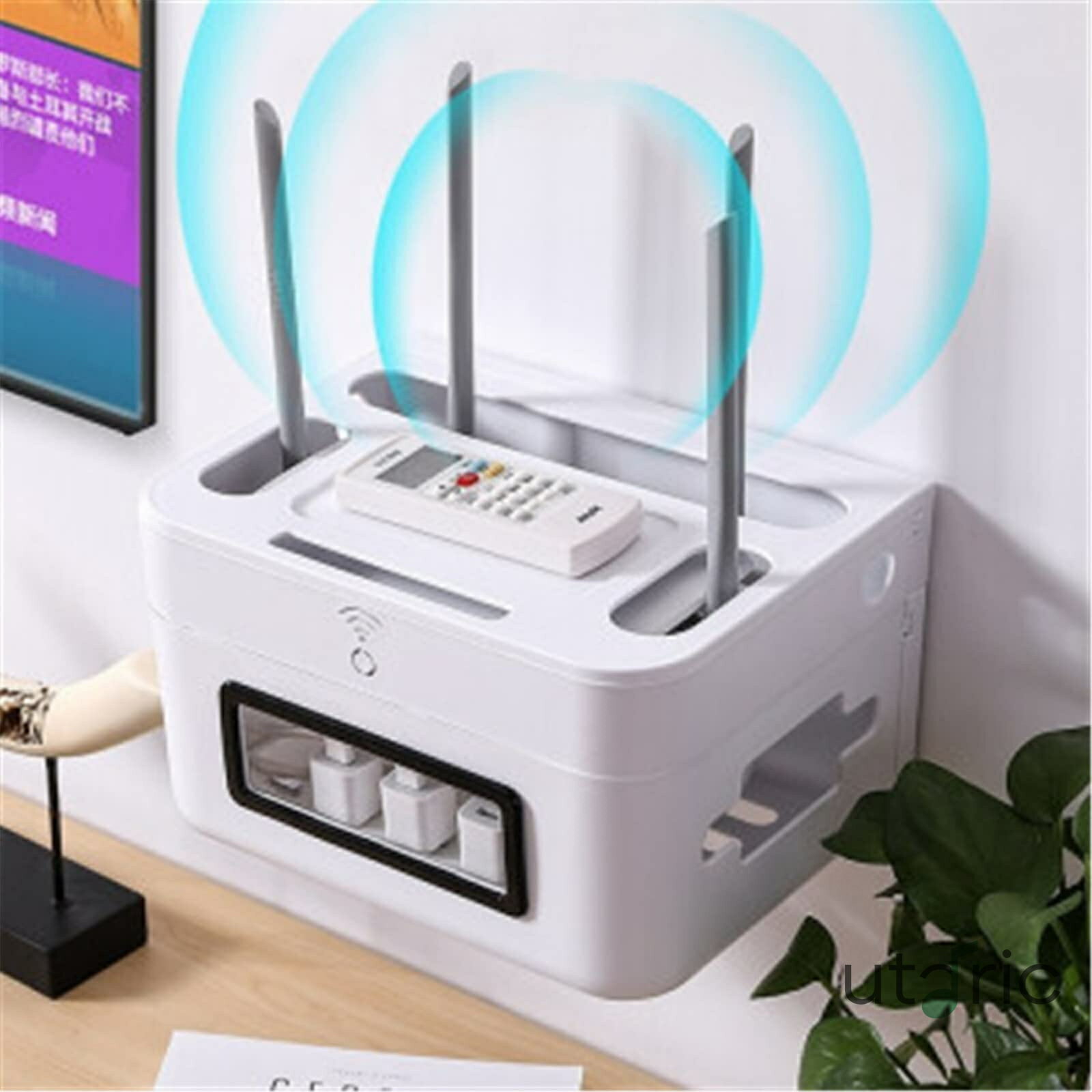 Rakuten - ルーター収納 壁ルータ収納ボックス17。5x21.5x29.5cm(グレー)