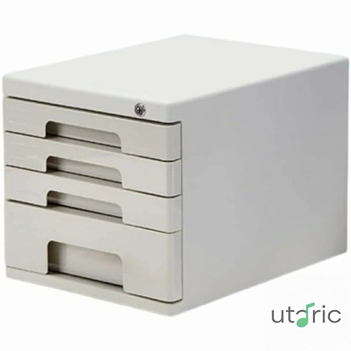 Rakuten - 鍵付き ミニチェスト オフェス 雑貨 卓上ケース 引き出し 机上ケース ボックス デスクトップ 装飾品 化粧品 文房具収納 机上収納 (5段 グレー)