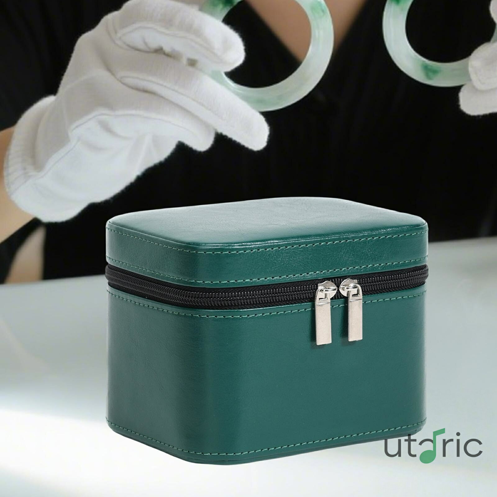 Rakuten - ブレスレットジュエリーボックス、収納ケーストラベルジッパースロット付きバングルオーガナイザーディスプレイホルダーチェーンテーブルスタンド小売ホーム オレンジ 16x12x11cm