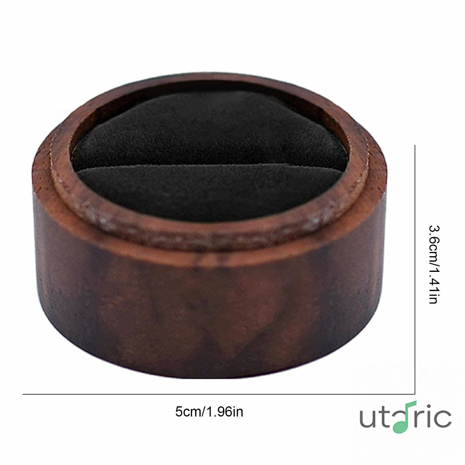 木製結婚指輪ボックス、木製婚約指輪ボックス ジュエリーラウンドウォールナットリング収納ボックス | ポータブルジュエリーリングボックス、プロポーズ結婚式用手作りジュエリーケース