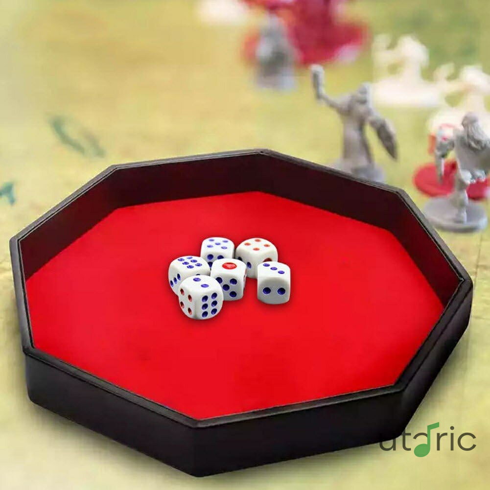 サイコロトレイ ダイストレイ 八角形 木製 pu サイコロ収納ボックス ボードゲーム Rpg サイコロボック..