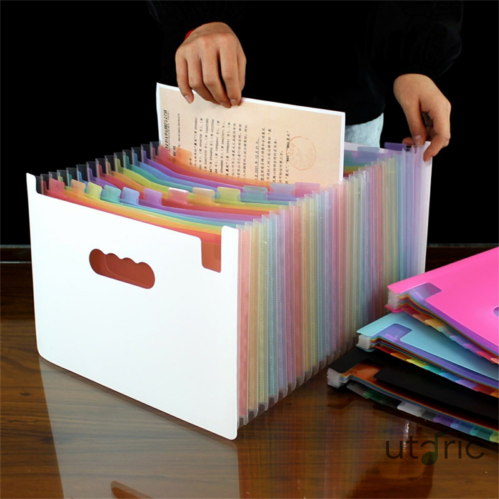 Rakuten - ドキュメントスタンドA4 ファイルボックス 拡張可能なA4フォルダーオルガンバッグデスクトップ財務契約請求書ホルダー 事務用品