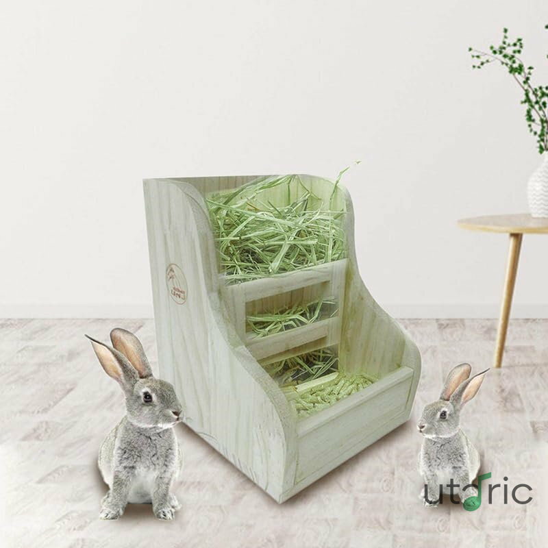牧草フィーダー 木製 うさぎ 小動物 モルモット チンチラ フェレッド フード 食器 餌入れ 牧草用 牧草..