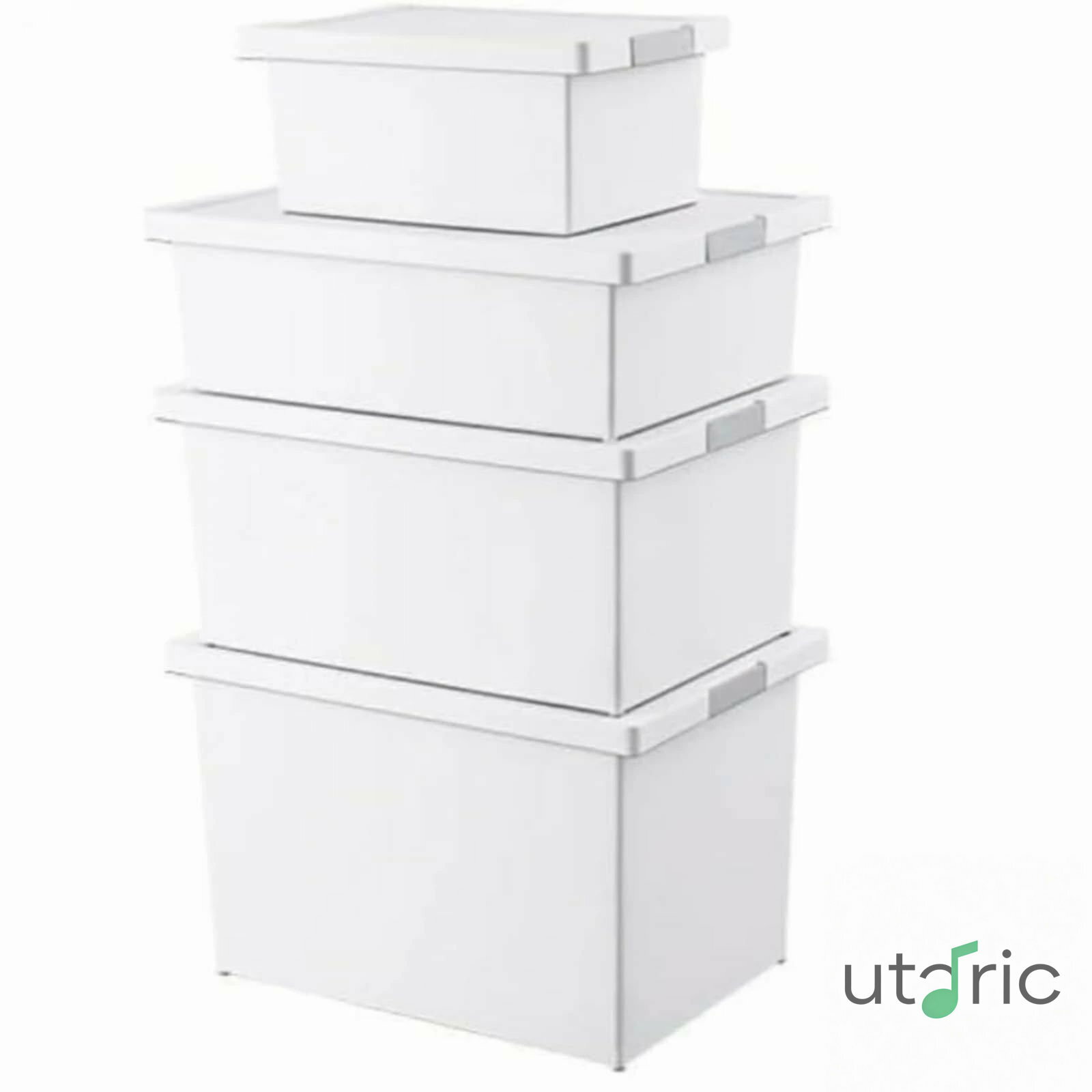 Other - 収納ボックス 収納ケース 吊り戸棚 衣装ケース 積み重ねボックス 小物入れ 蓋付き 整理 プラスチック 厚手 取っ手付き 大容量 整理整頓 押し入れ用 衣類用 居間 台所 家庭用 (L ホワイト)