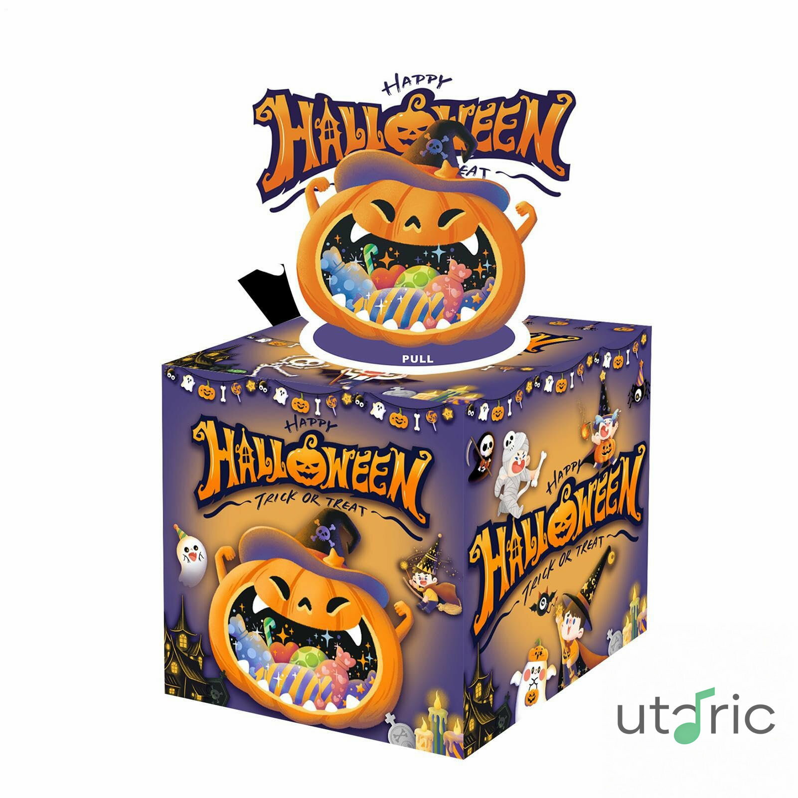 Rakuten - 紙幣引き出し用貯金箱 ハロウィン ペーパーキャッシュボックス カボチャ デコレーション 小物 女性 子供 ホームパーティー イベント用