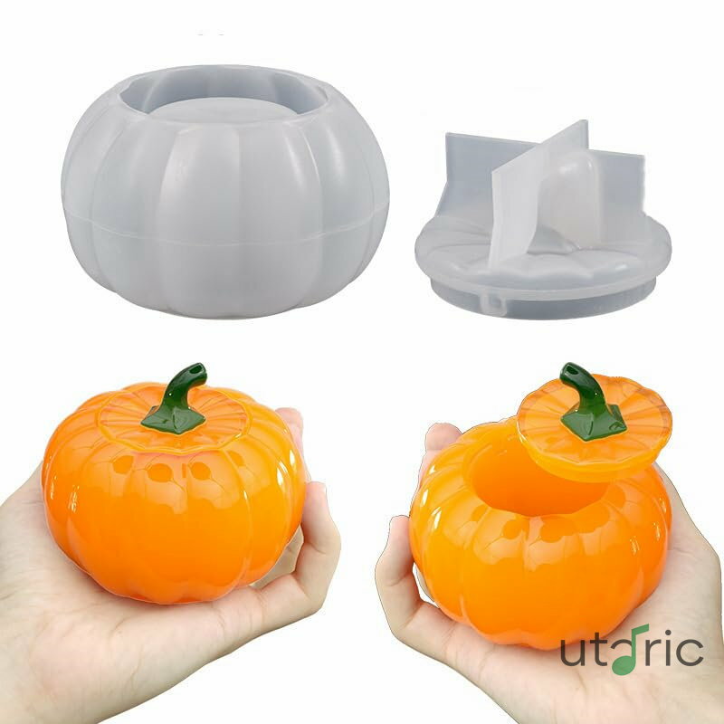 Rakuten - カボチャ シリコンモールド 収納ボックス ハロウィンシリコンモールド 蓋付き DIY鋳造型 エポキシ樹脂 ハロウィン シリコン ジャー モールド 簡単リリースのカボチャ 小屋 収納 キャンディボックス