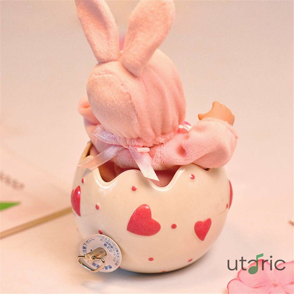 オルゴール 女の子と子供の誕生日プレゼントのための セラミックで作られた頭を振る人形オルゴールはもっと装飾が大好き 音楽ジュエリー収納ボックス (色 : Picture Color サイズ : 10X10X15CM)