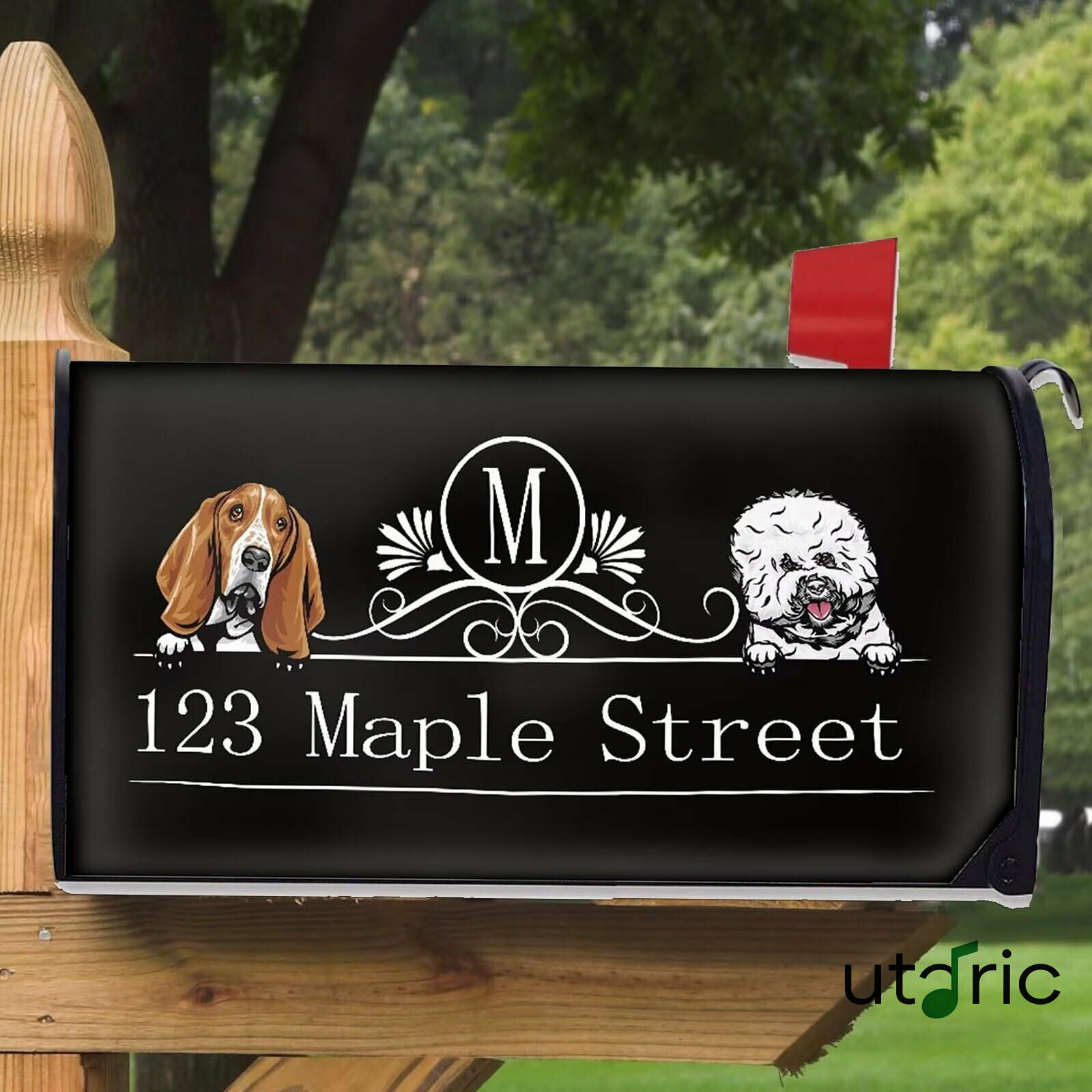 Rakuten - カスタムメールボックスカバー パーソナライズ 犬 ペット モノグラム イニシャル 名前 メールボックス ポスト レター ボックス カバー マグネット 郵便受けカバー 標準サイズ 18x21インチ 屋外 庭 庭 中庭 家の装飾用
