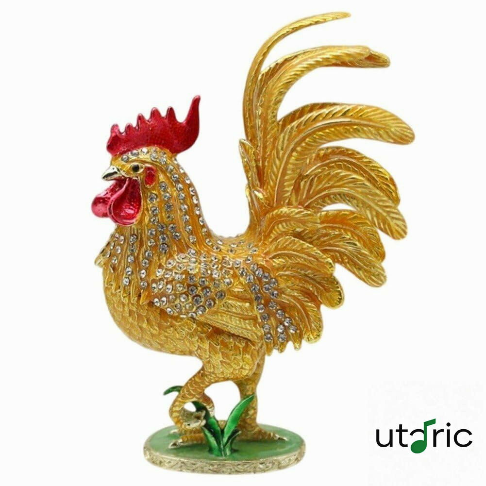 Rakuten - ジュエリーボックス 雄鶏 彫像 鶏像 置物 風水 オーナメント 小物入れ エナメル加工 家 事務所 装飾（カラフル）