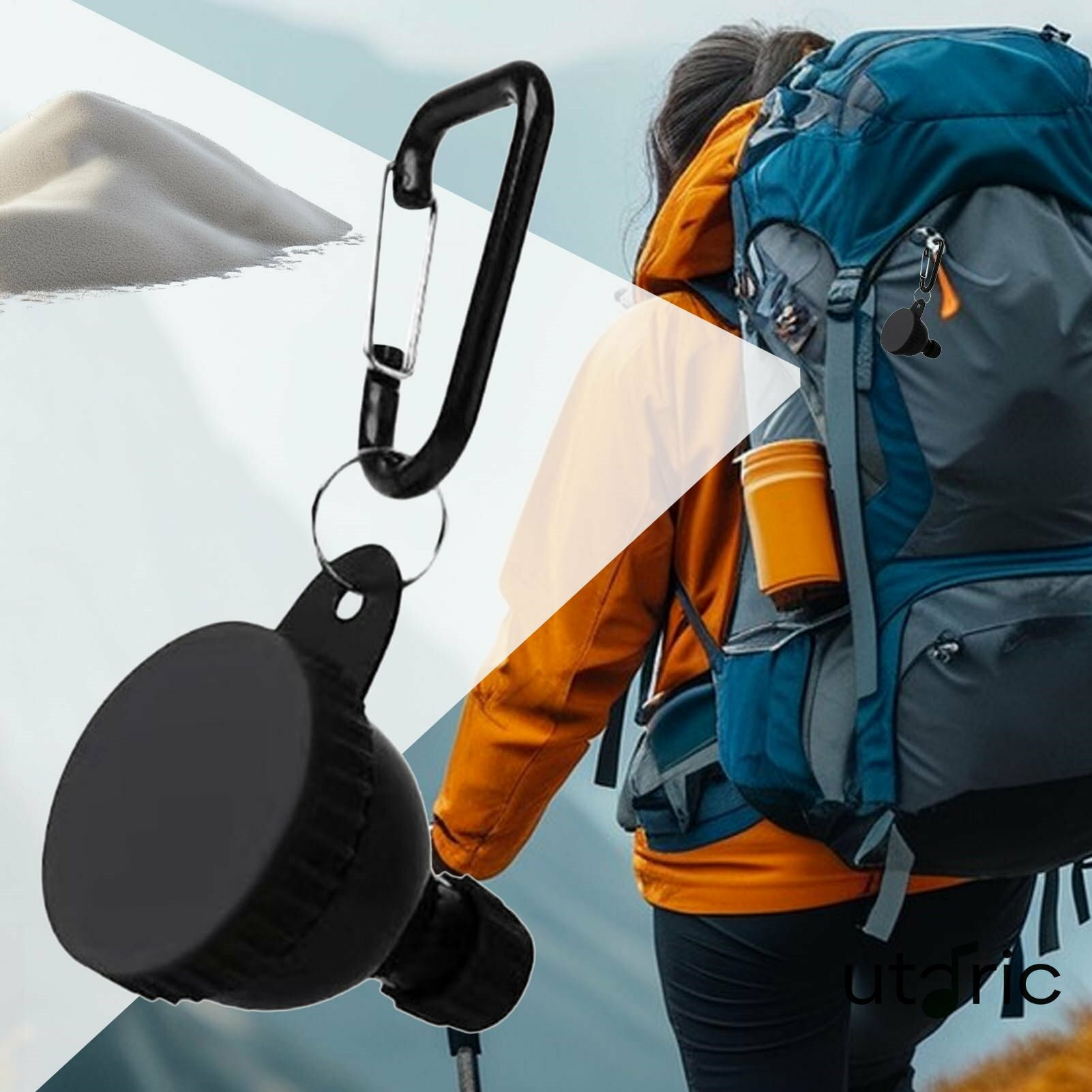 サプリメント用ファンネル | インスタントコーヒー保存ケース 50ml ミニパウダーボックス カラビナ付き..