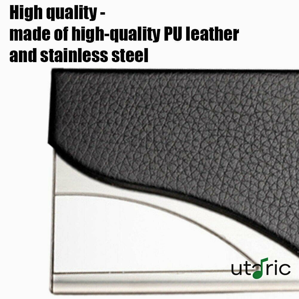 名刺ケース 名刺収納ボックス スリム 名刺入れ Puレザー ステンレス製 ライチ柄 カードホルダー ポータ..