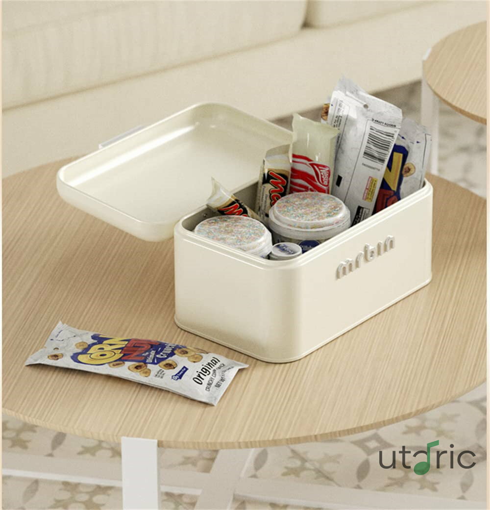 蓋付き化粧品書類収納ボックス 口紅カバー デスクトップ マスク マニキュア フリップ 小さな鉄製ボックス 防塵 スナック収納 (ベージュ)