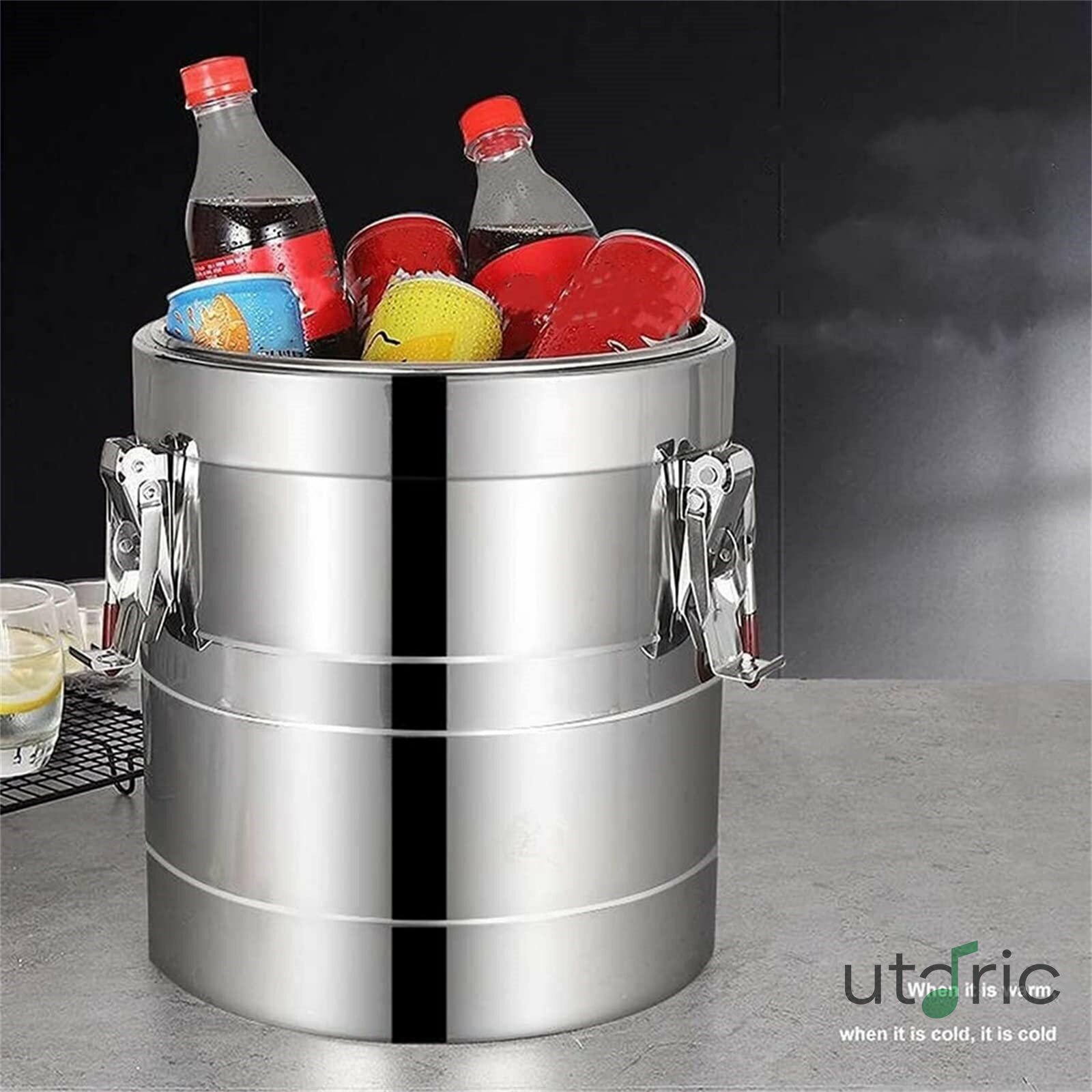 Rakuten - ウォータージャグ タンク 保温ジャグ ステンレス断熱バケツ 断熱アイスペール 大型 ステンレス キーパー 304ステンレスクーラーボックス スチールベルトクーラー アウトドア用ジャグ 保冷缶 ウォーターサーバー 蓋付き蛇口付 家族の集まりに使用 (40L)