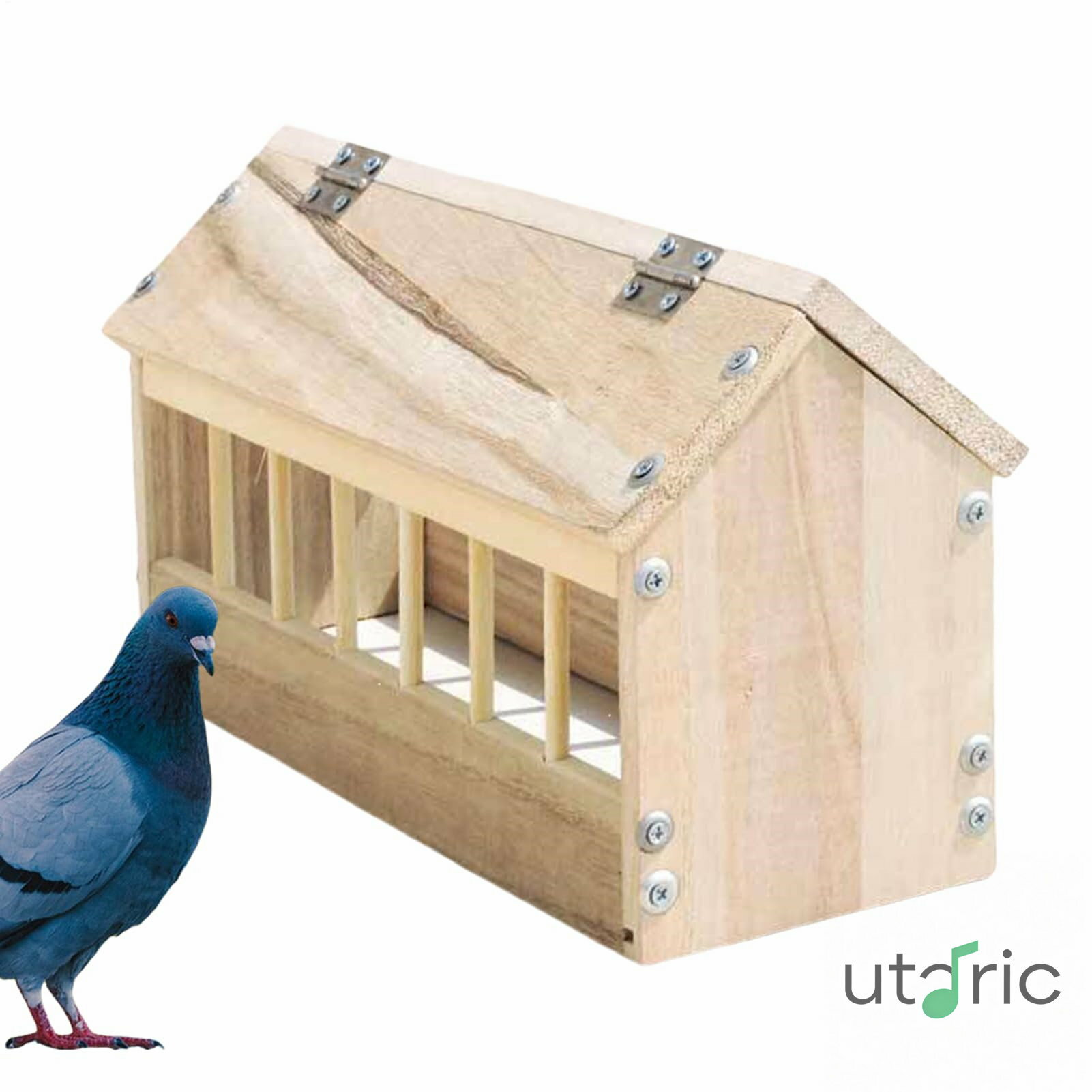 鳩フィーダー - 鳥 餌 ディスペンサー - 木製 家禽 餌箱 ハウス型 無駄なし 鶏小屋 アヒル オンドリ 用