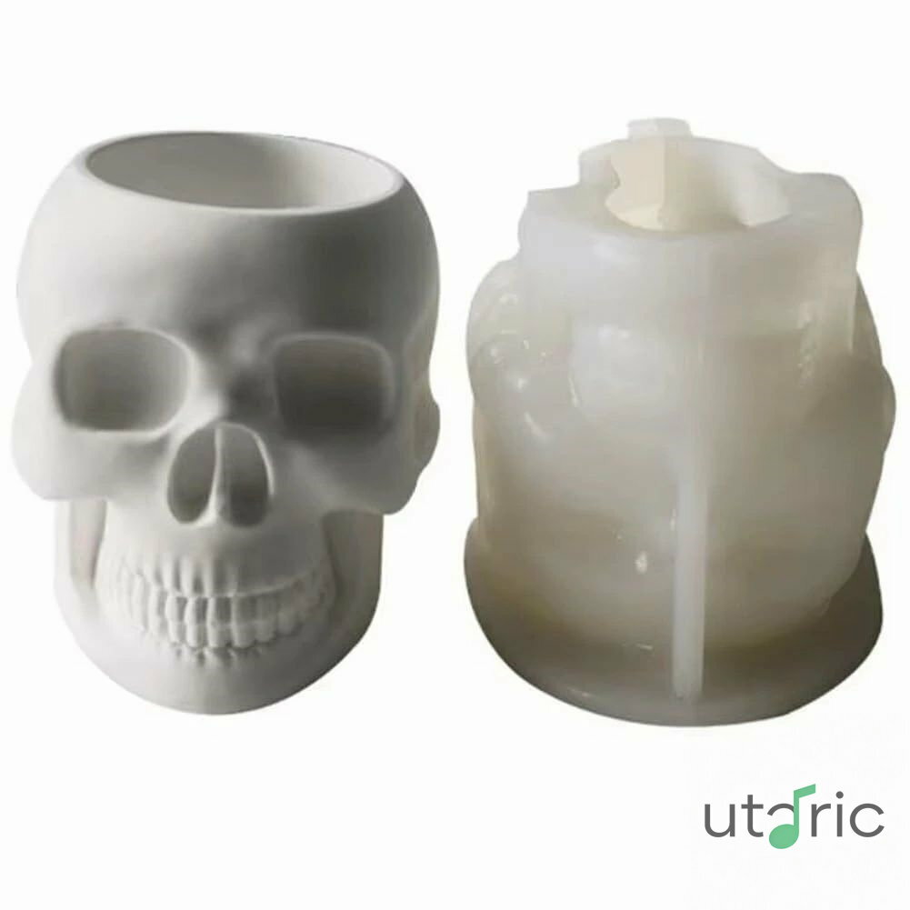 ハロウィン髑髏収納ボックス シリコン樹脂型 ドクロ型ボトルジャー エポキシ鋳造モールド 植木鉢 キャ..