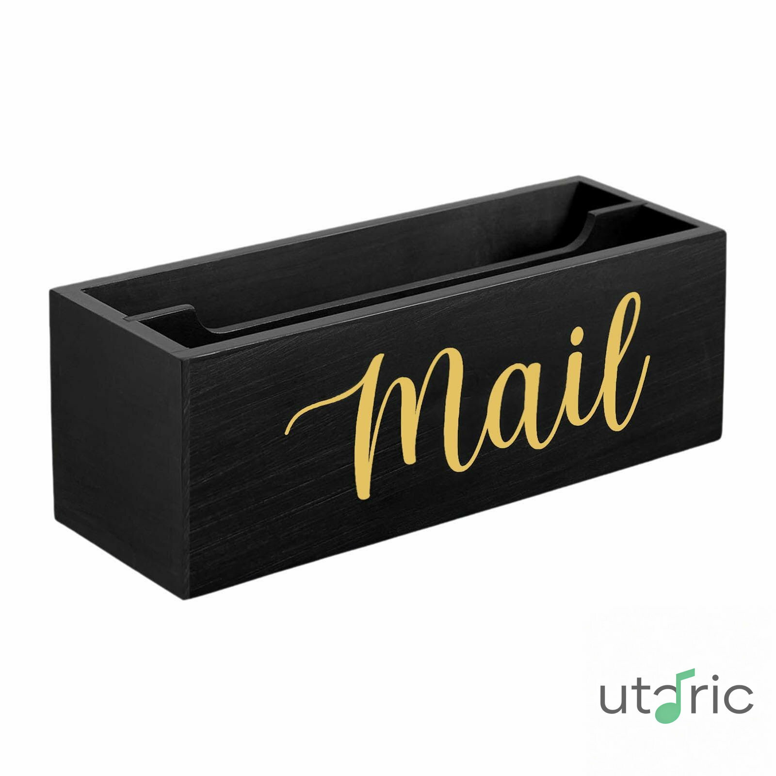 メールホルダーボックス レターホルダー ポストカードビン 素朴な木製メールオーガナイザー 仕切り付き..