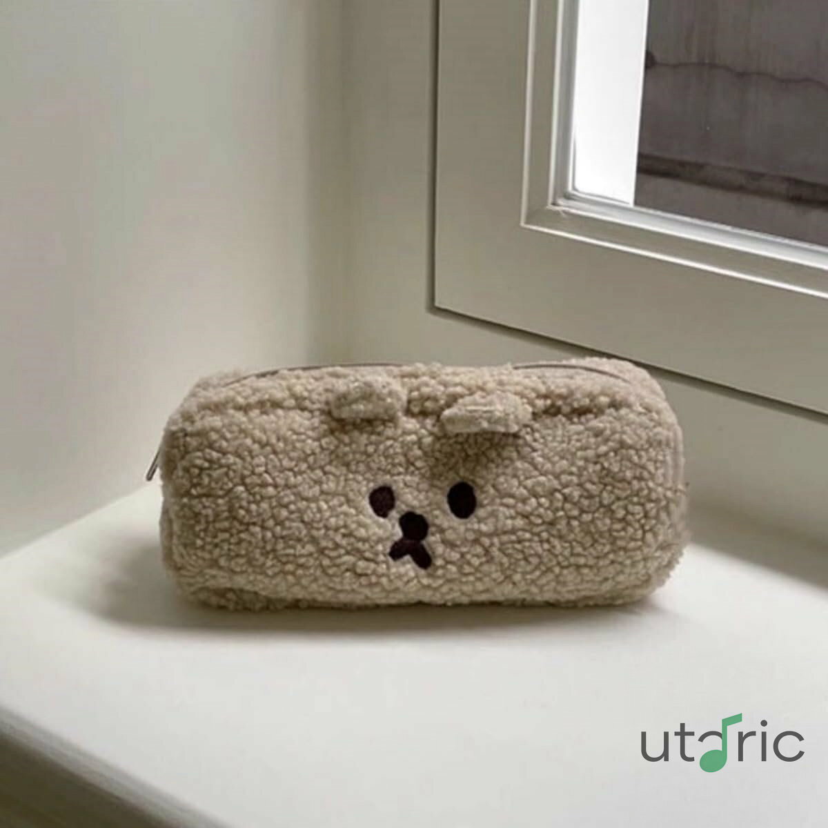 Rakuten - ふわふわぬいぐるみ くまの形の筆箱 超かわいい ソフト カワイイ 大容量 ペンバッグ 美的マーカー ペンボックス (ブラウン)