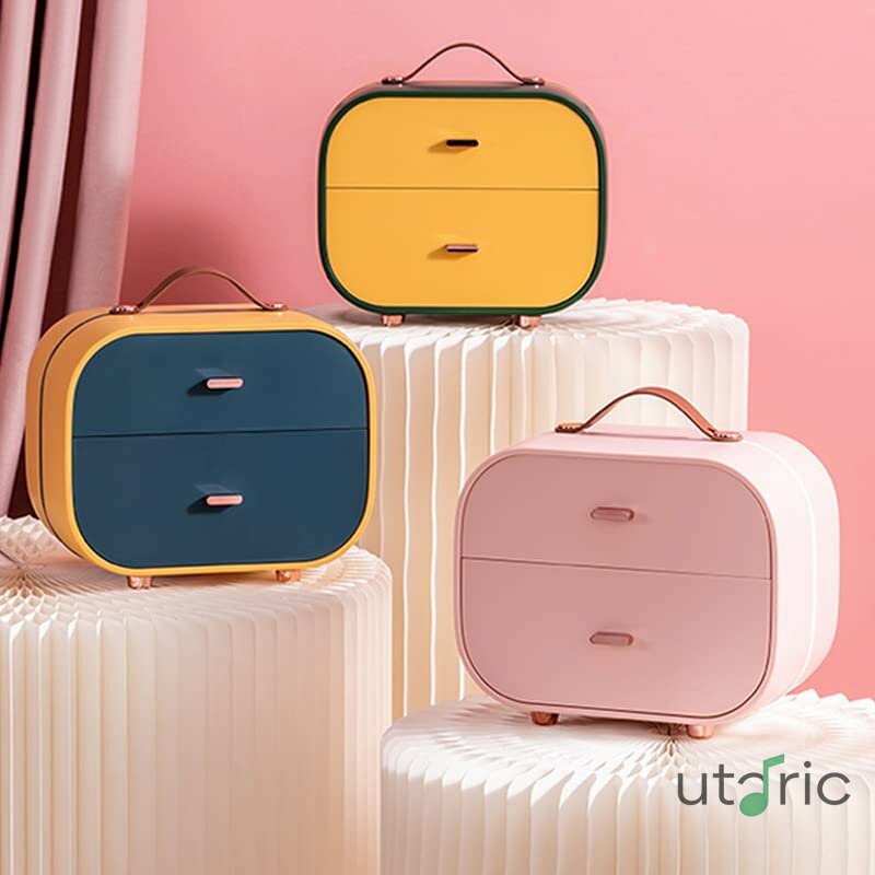 Rakuten - ジュエリーケース 引き出し おしゃれ ジュエリーボックス ジュエリー収納 アクセサリーケース アクセサリー収納 取っ手付き 着脱式の仕切り 大容量 学生 携帯便利 防塵 多機能 女性用 洗面所 寮 持ち運び 収蔵 雑貨 小物入れ 宝石箱 贈り物