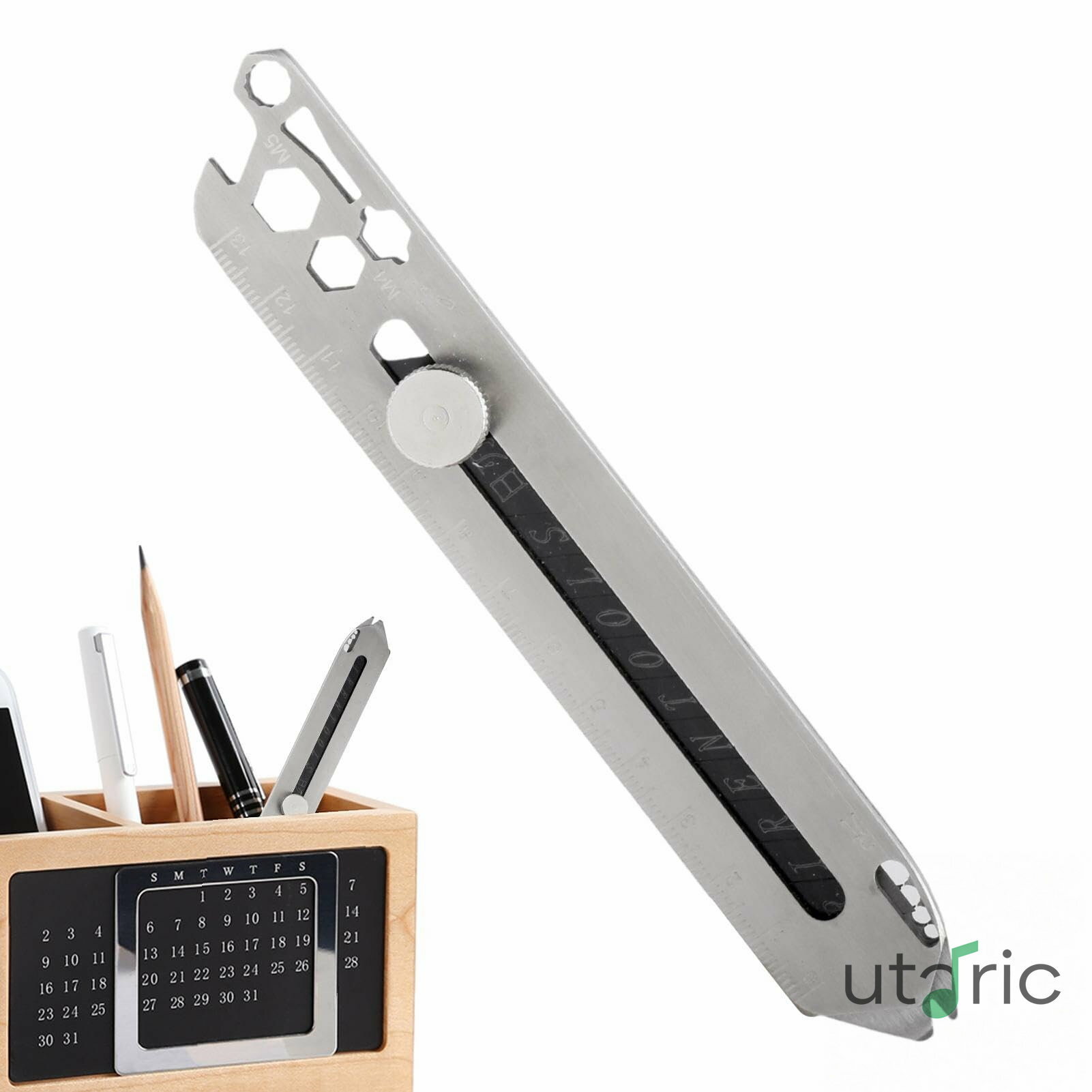 カッターナイフ、カッターナイフ 多機能ペーパーカッター 頑丈なボックスカッター 10-in-1 多目的格納式ユーティリティナイフ、人間工学に基づいたグリップハンドル付き