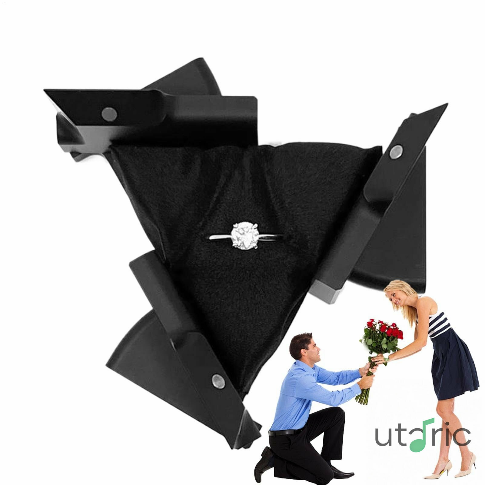 Rakuten - エレガントなジュエリーディスプレイホルダー、ウェディングデーアクセサリー、プロポーズ用スモールケース、婚約指輪や特別な機会用の婚約指輪ボックス 1.73x1.73x1.73インチ