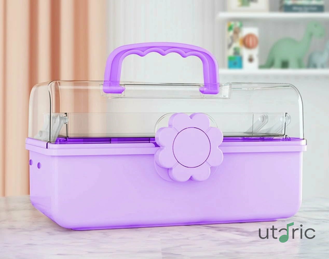 収納ボックス 大容量 収納ボックス ポータブル 3層ABS素材 防水 防塵 透明カバー付き 多機能 化粧品収納 文具収納 事務用品 工具ラック 薬箱 アクセサリー収納 軽くて整理整頓序文、卓上収納、化粧品収納ボックス、工具箱、救急セット (ピンク)