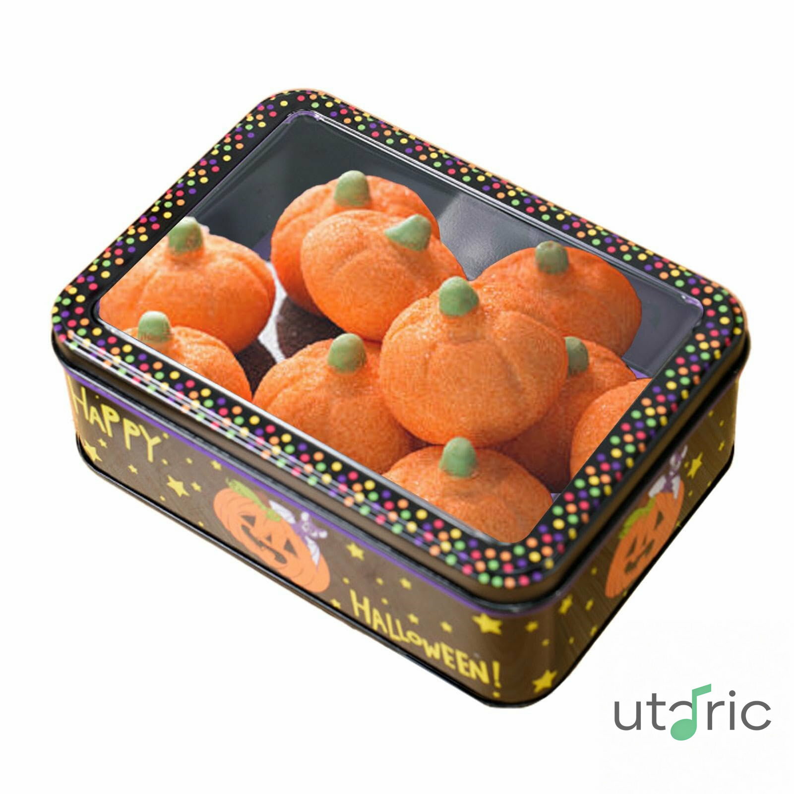 ハロウィン キャンディ ボックス、小さなハロウィン ブリキの箱 - ハロウィン空のクッキー缶ボックス | 空のクッキー缶ボックス、缶缶保存容器、ホリデー用のお祝い金属製長方形ブリキ箱、チョコレート