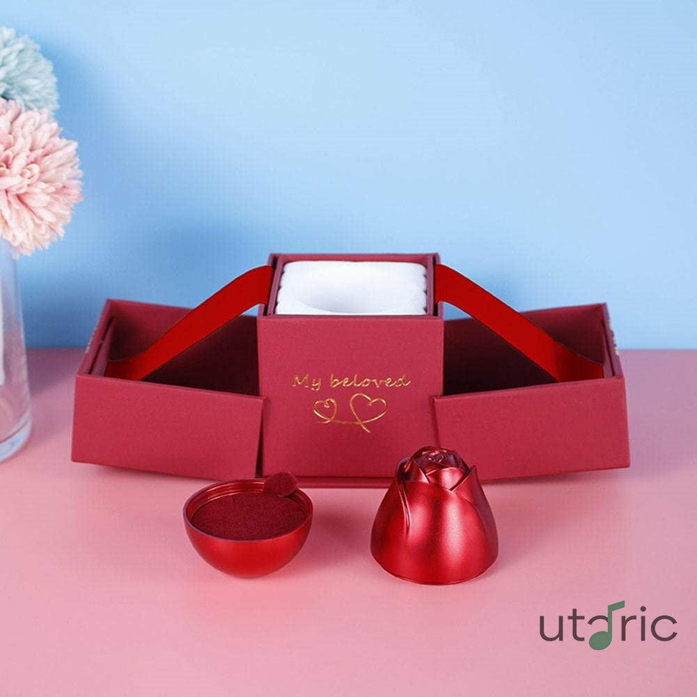 ジュエリーボックスセット ローズフラワー リングボックス ブレスレット ネックレス イヤリング 収納ケース リング オーガナイザー ギフト包装用 ハンドバッグ付き