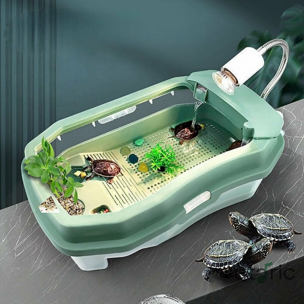 家庭用生態学的タンク造園ヴィラ繁殖カメタンクサンテラス付きカメタンクカメ盆地飼育箱カメボックス (M グリーン)