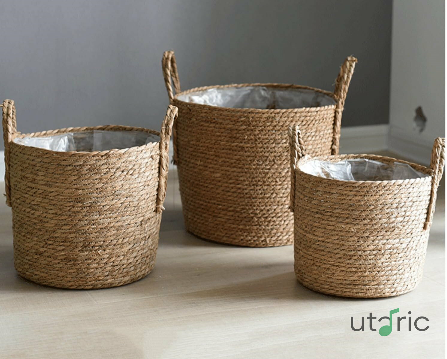 収納バスケット鉢カバー 観葉植物 花鉢 プレゼント ギフト 誕生日 開店祝い 鉢かご 鉢カゴ 編み 洗濯物バスケット (30cm)