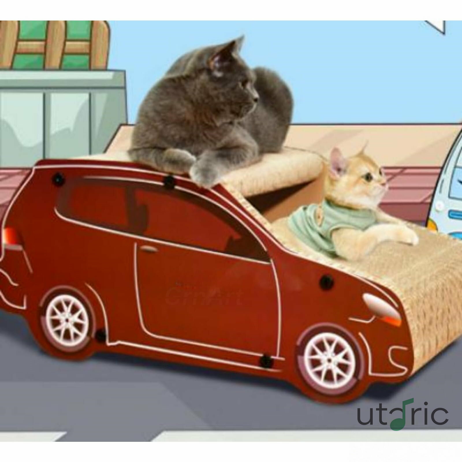 GrnArt 猫家 キャットハウス SUV 車型 段ボール スクラッチャー ペット用品 おもちゃ 猫毛が落ちる 段ボールハウス ペットハウス 通気性 スクラッチベッド キャットボックス(3.0)