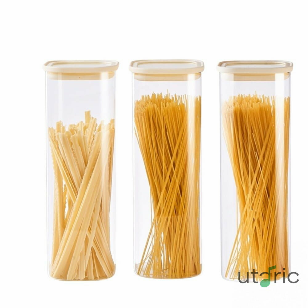 楽天utaric麺類保存箱、穀物麺類保存ボトル、食品グレードのガラス密封瓶、お茶乾物パスタ保存シリンダー （500ML【2パック】）