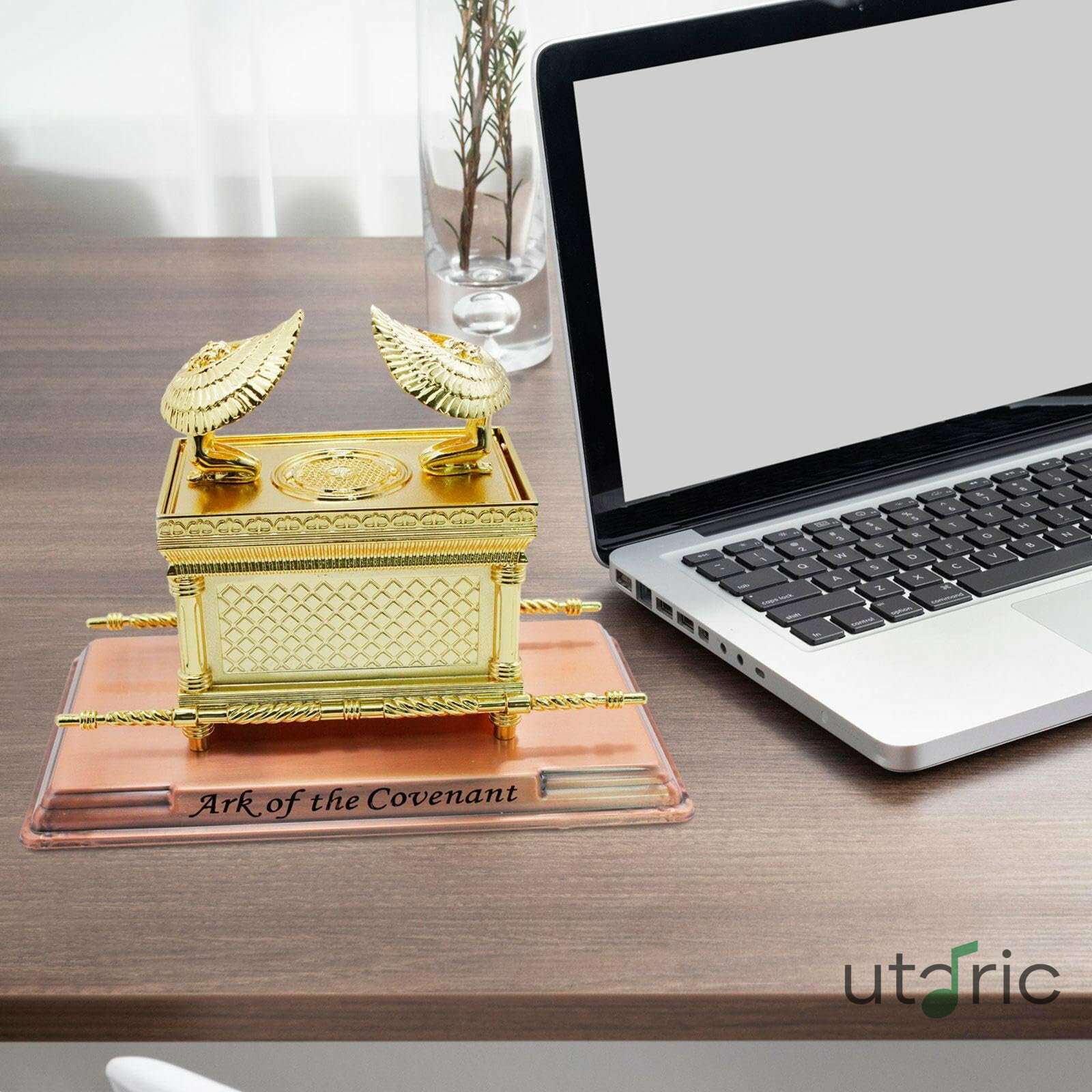 契約の箱 レプリカ像 金属装飾 耐久性のある 宗教的ギフト ゴールデン像 祝福パーティーギフト 寝室用 17.7×10.1×11.8cm