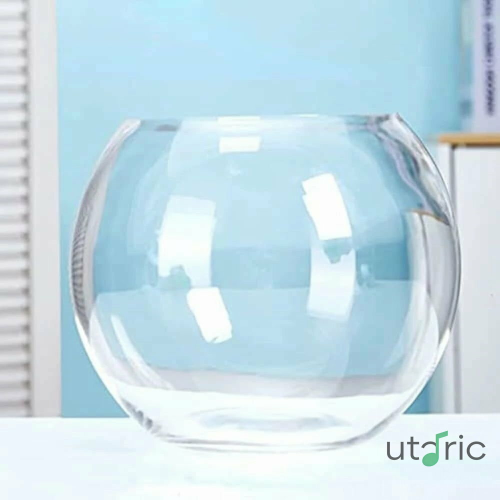 金魚鉢 ガラス製 丸型 大容量 手吹き 滑り止め 底 水草 レイアウト 広口 水換え 簡単 観葉植物 水耕栽培 インテリア 贈り物 化粧箱 エコ ペット 愛好家 透明 厚手 臭い 防止 生態 観察 (40cm)