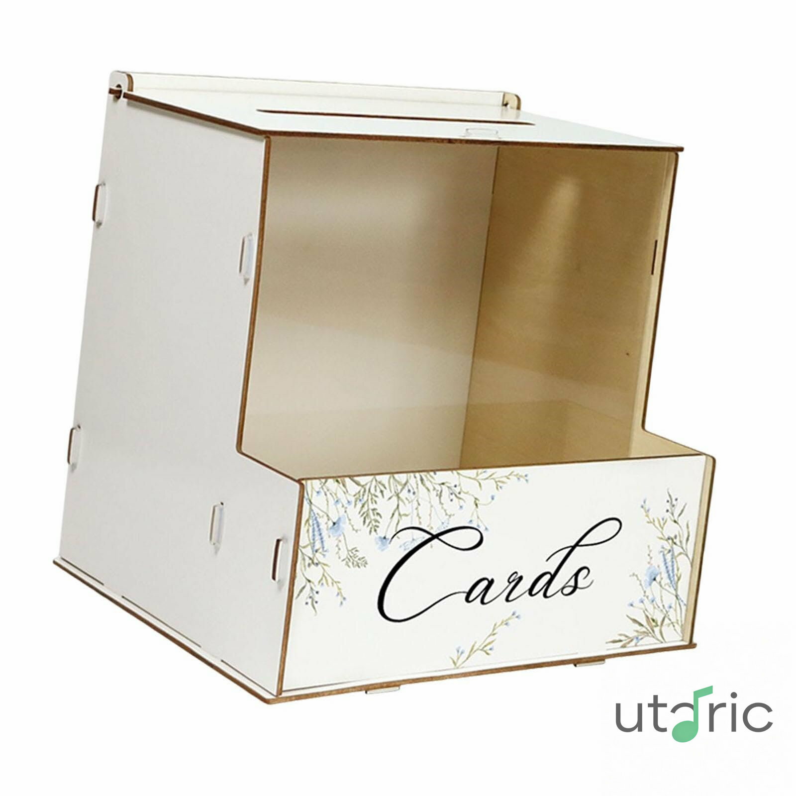 木製ウェディングカードボックス（スロット付き） 封筒型マネーボックス（卒業式、婚約式、テーブルセンターピース用、花入れ付き）