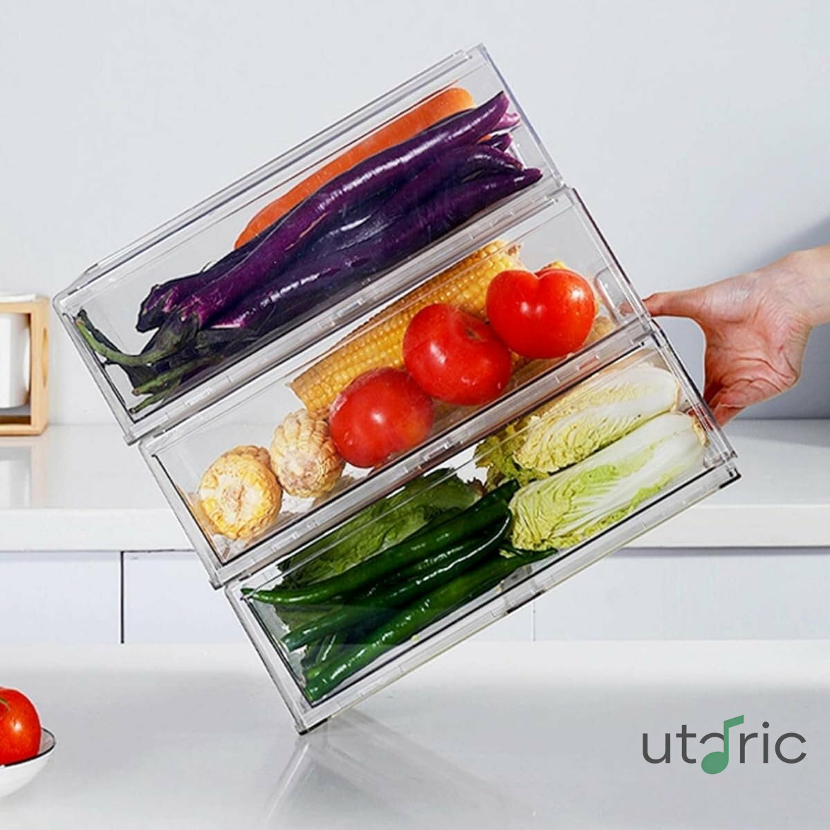 Rakuten - 冷蔵庫 ストッカー プラスチック 収納ラック 引き出し 冷蔵庫ラック 冷蔵庫収納 整理 収納ボックス キッチンストッカー たまごケース エッグホルダー 収納力 調味料 卵入れ (XL*2 透明)