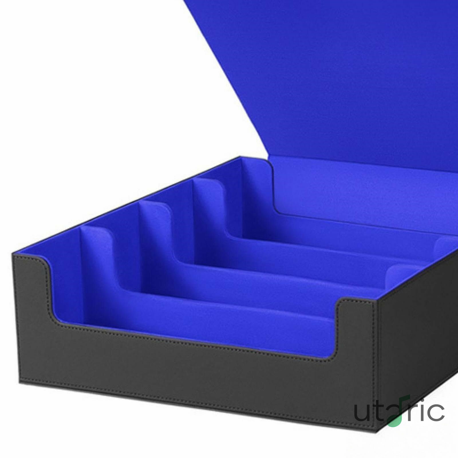 Rakuten - トレーディングカードデッキボックス 4列デッキケース プレミアムPUレザー ギャザリングカード おもちゃディスプレイオーガナイザー カードキャリーオーガナイザーケース 紫