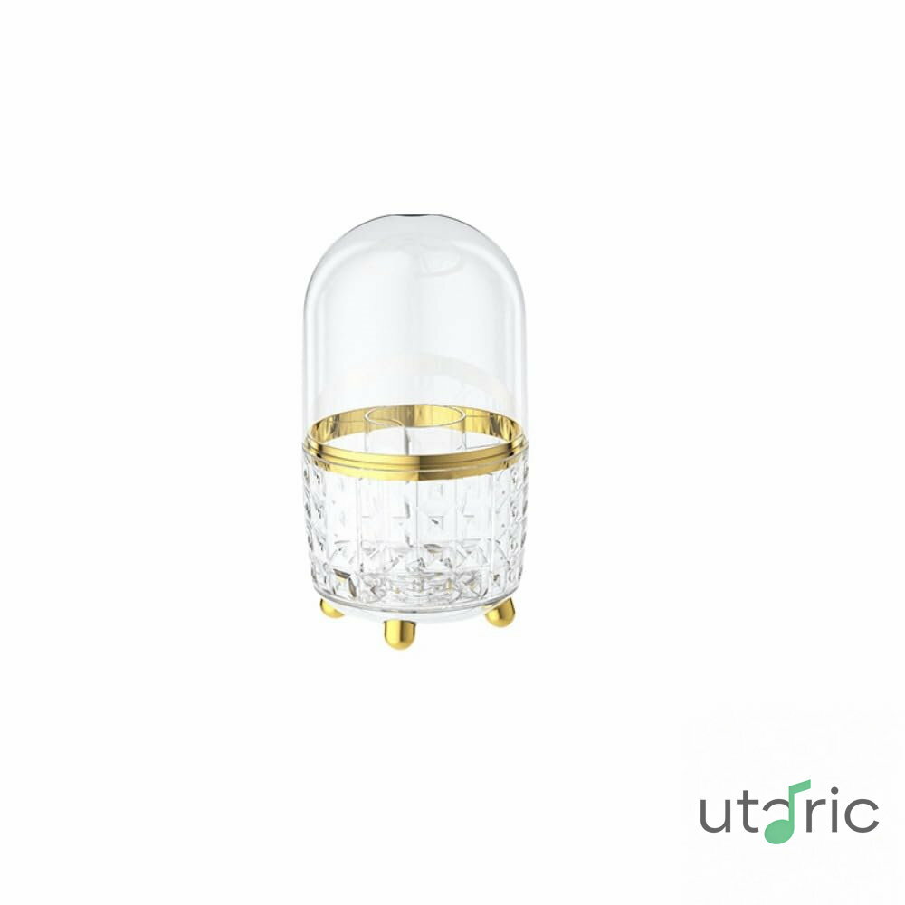 Rakuten - 【】化粧品収納ボックス大容量化粧ブラシ回転デスクトップドレッシングテーブル防塵収納ボックス (ダークグリーンゴールド)