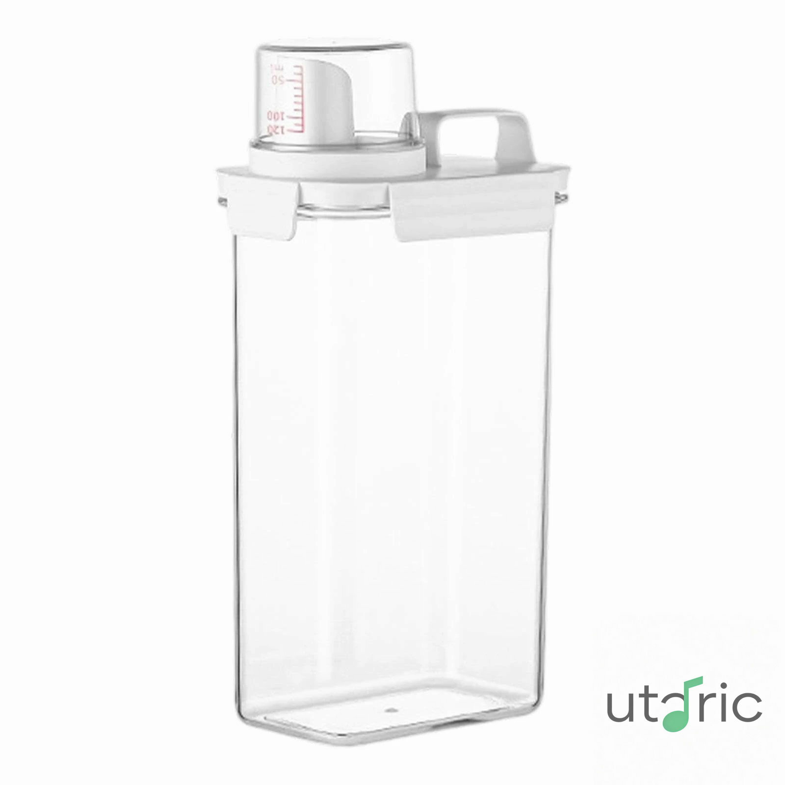 ランドリーパウダーコンテナ 2300ml 透明 プラスチック製 密閉設計 計量カップ付き 洗濯洗剤収納ボックス (2900ml)