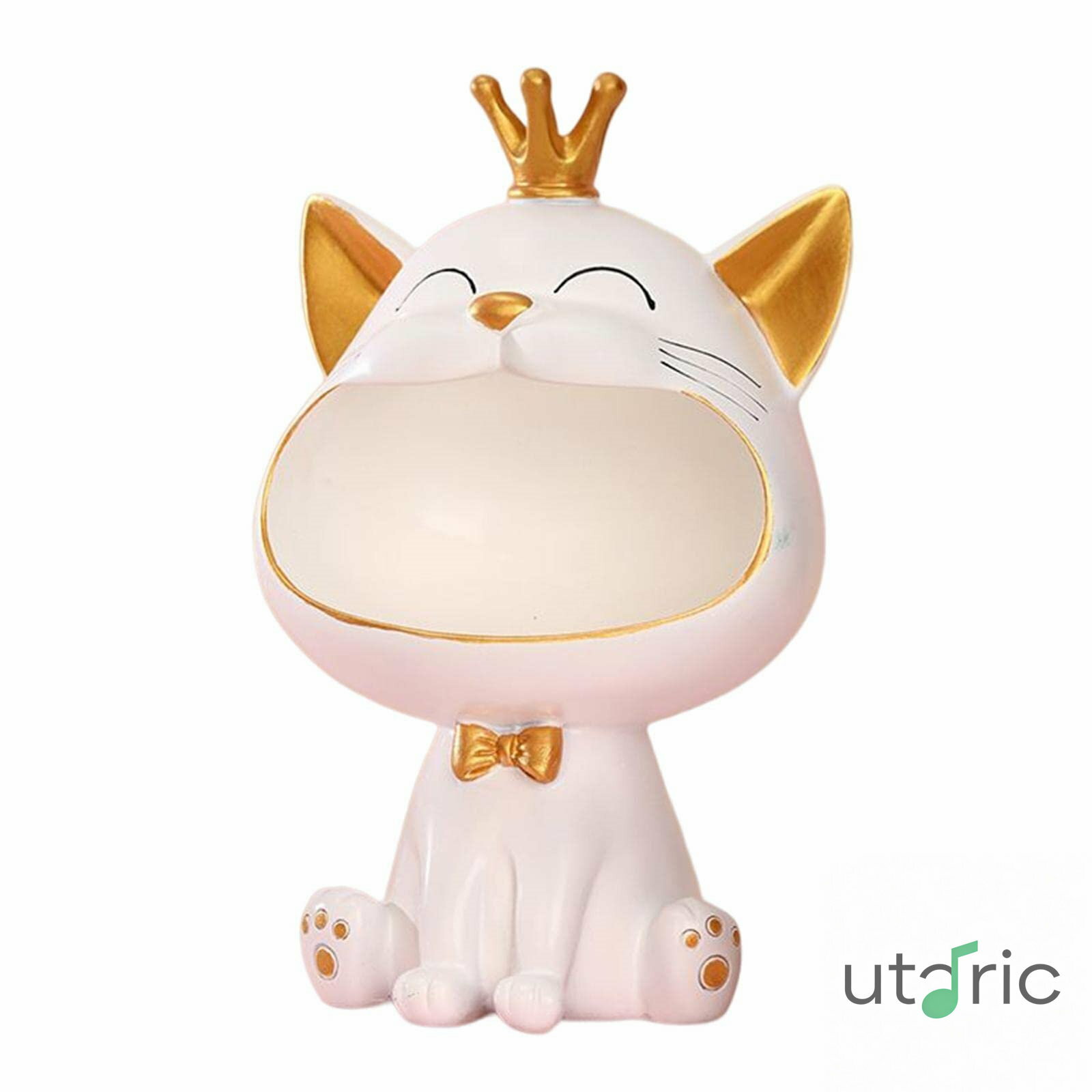 猫樹脂像の置物彫刻クラウン装飾コンテナケースキッテンストレージボックスジュエリーメイクアップブラシのための子猫の収納ボックスホームカウンタートップ ピンク