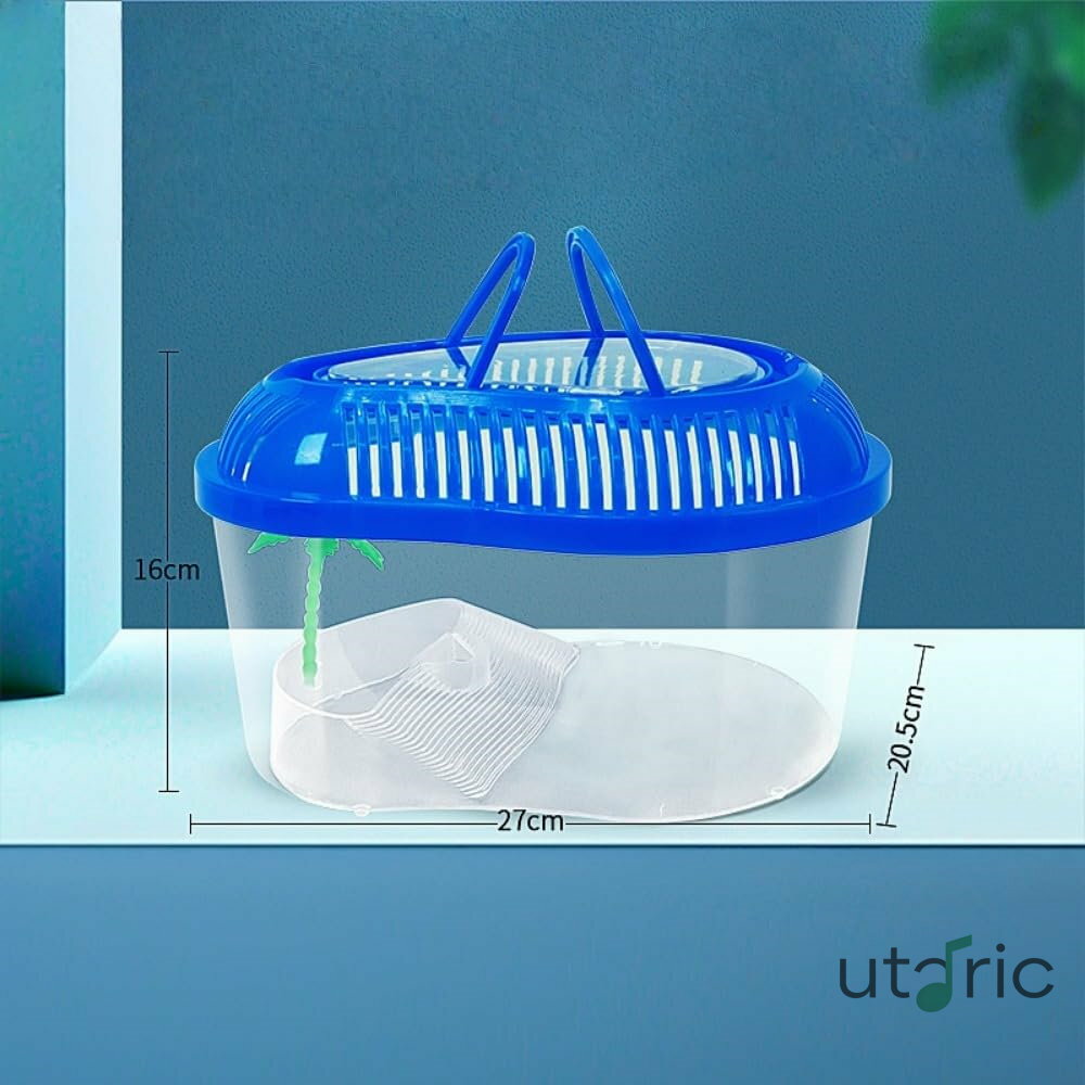 登山プラットフォーム付きカメタンク、ポータブル小型、中型、大型プラスチック製魚タンク、透明な飼育ボックス (33*23*17cm)