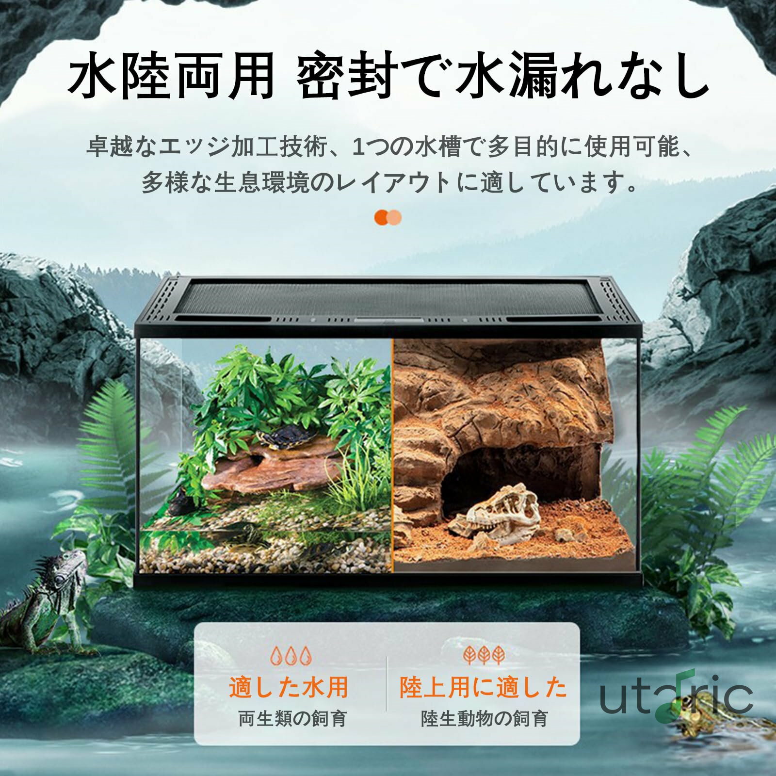 GrnArt トカゲ ケージ 爬虫類 飼育ケース 昆虫飼育ケース 小動物 餌入れ アクリル製飼育容器 餌箱 透明 通気 容器アクリル 換気が良い 給餌 ボックス 亀 ヤモリ 爬虫類鉄鉱石タンク カメ クモ ハリネズミ 小型ヘビなど 動物 (30*30*20cm)