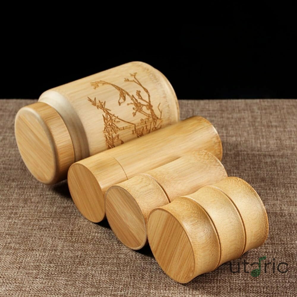 茶缶家庭用大型密閉保存瓶竹筒瓶竹製小型茶包装箱 (g)