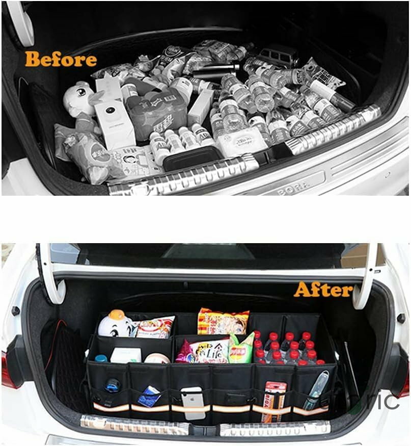 Rakuten - 車用収納ボックス 折り畳み式 トランク 整理収納 防水 自動車トランク 収納ボックス 仕切り板 蓋付き 後部座席収納 整理整頓 大容量 大中小型車対応 防水 防塵 耐摩耗 アウトドア キャンプ 車載バッグ 仕切り 車トランク 収納