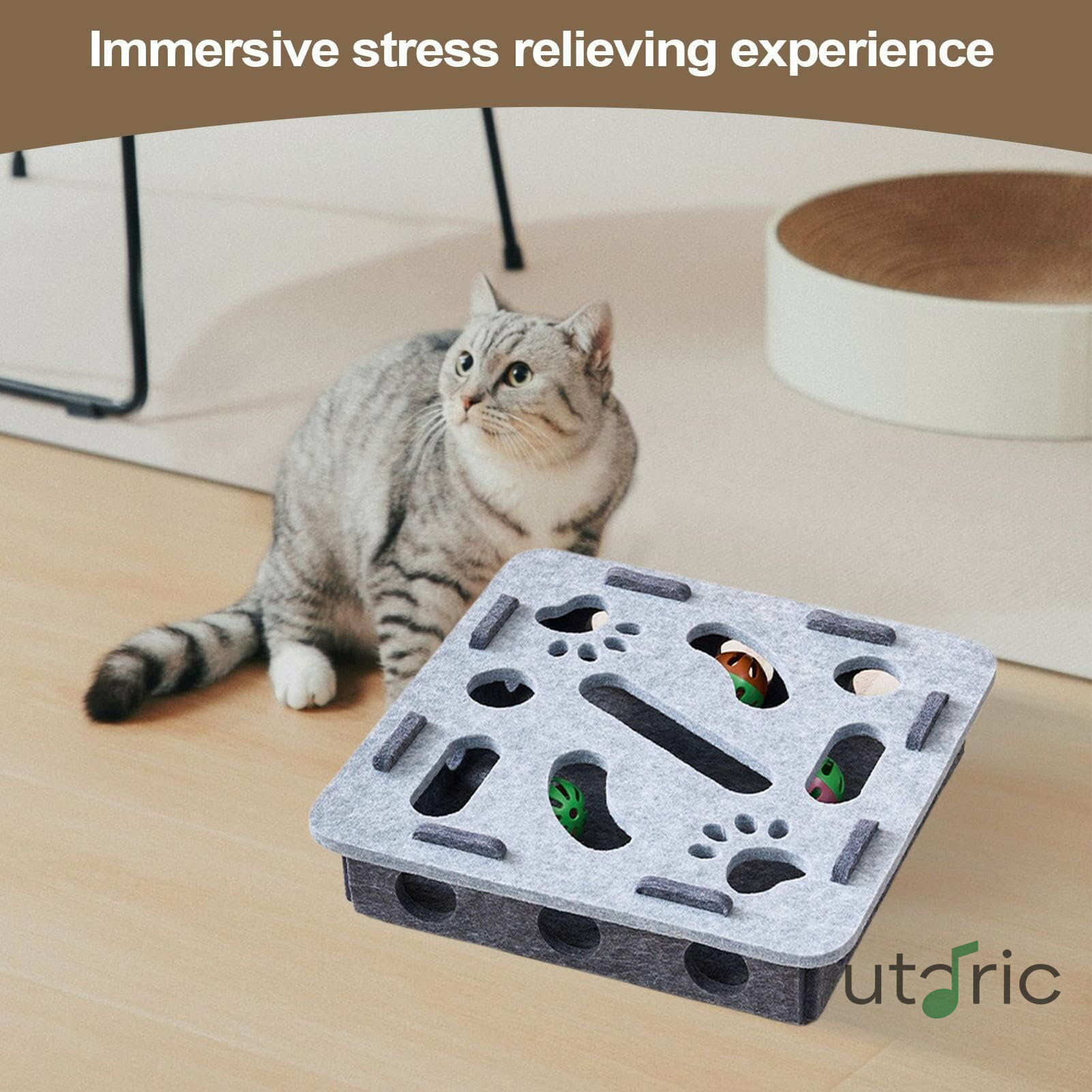 Daily Necessities - キャット用パズルトイ (10) 猫のインタラクティブおもちゃ - 小型猫種の室内子猫向け 迷路マインドゲームとトラックボール付き 運動促進や退屈解消用パズルボックス