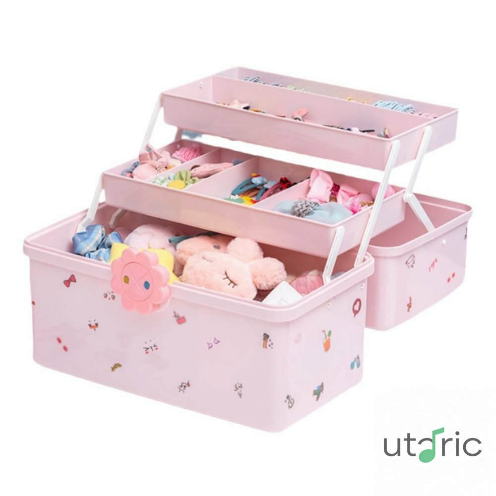 子供用ヘアアクセサリー収納ボックスベビーヘアロープヘアピンゴムバンドヘッドアクセサリーグルーミングかわいい女の子ジュエリーボックス (XL)