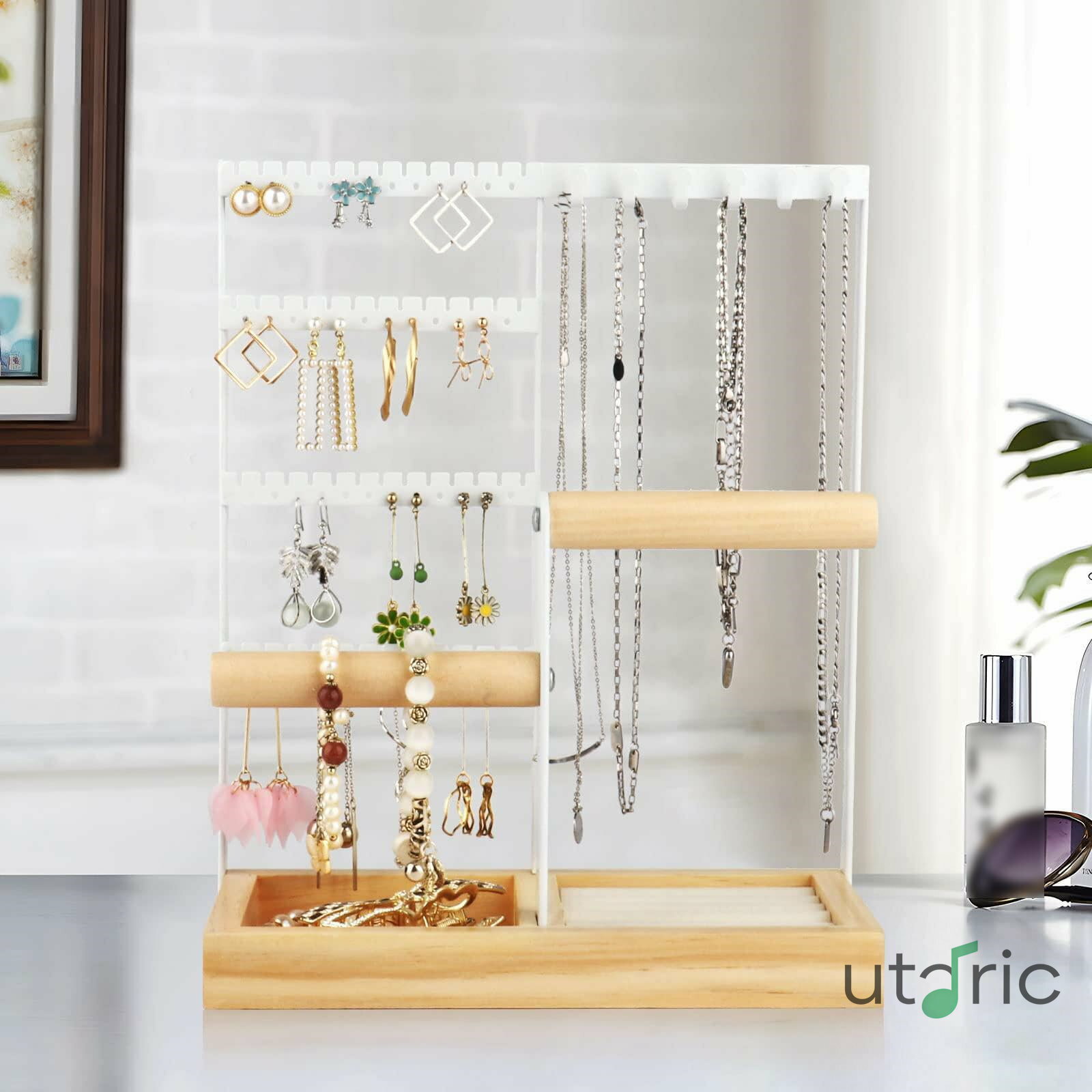 アクセサリースタンド 人気 ピアススタンド ジュエリー収納 大容量 ジュエリースタンド アクセサリー掛け ネックレス スタンド プレゼント 女性 人気 アクセサリー収納ボックス 指輪 腕時計 ネックレス イヤリング ホワイト