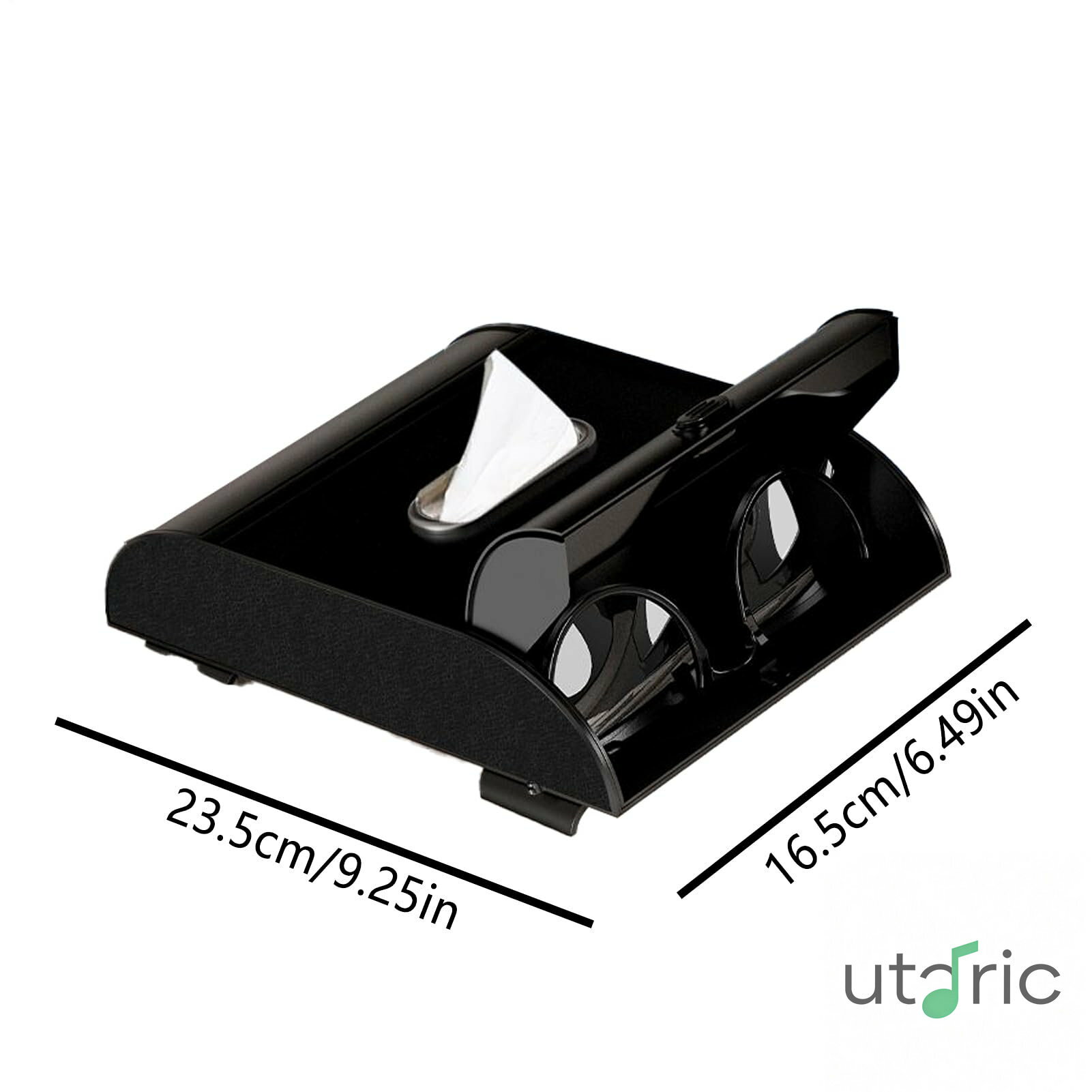 カーバイザー組織ホルダー - サンバイザーサングラスホルダー|組織および眼鏡用の多機能ストレージボックス|ドライバートラベルSUVトラックトレーラーRV後部座席財布の財布用のコンパクトカーオーガナイザー