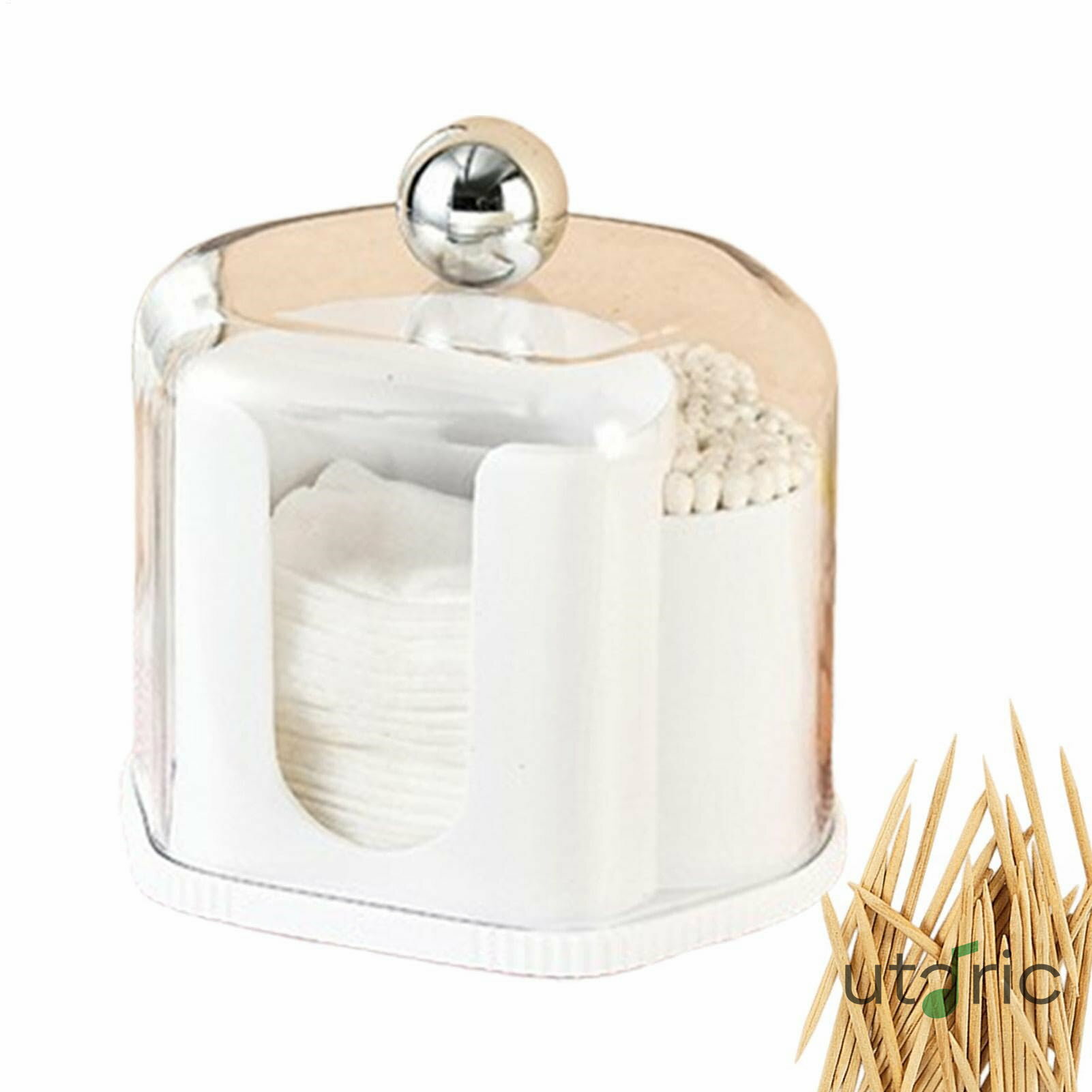 Daily Necessities - 浴室用コットンボールホルダー、綿棒ホルダー - 綿棒ディスペンサークリアネックレス収納ボックス 防塵カバー付きトラベル綿棒ホルダー 小物用透明保存容器